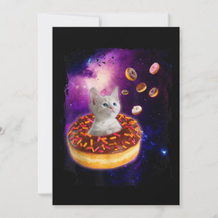 Invitación Gato Lindo Dentro de Donut en el Espacio Amantes d