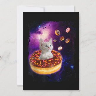 Invitación Gato lindo dentro de Donut en el espacio Amantes g