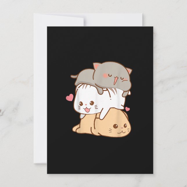 Invitación Gato lindo Kawaii Anime Chicas japoneses de regalo (Anverso)