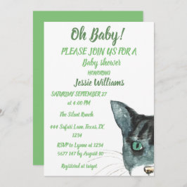 Invitación Gato lindo Kitty Gatito Gatito Verde Niño Chica