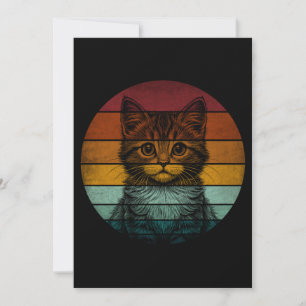 Invitación Gato Lindo Vintage Retro