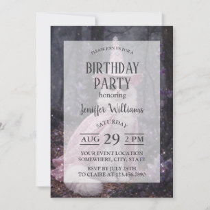 Invitación Gato Mago en Capa y Sombrero Rosa Brillante