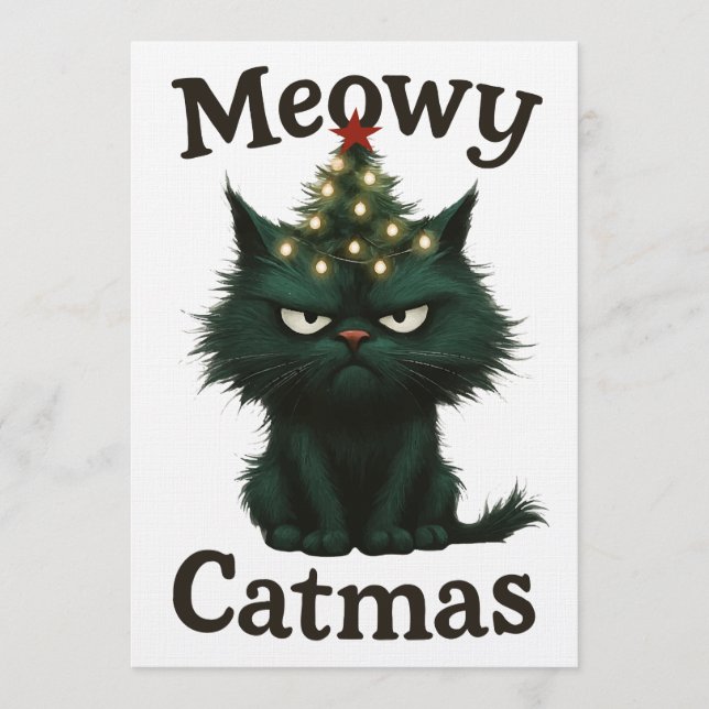 Invitación Gato Meowy Catmas Malhumorado (Anverso)