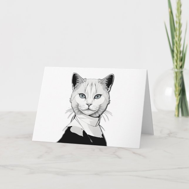 Invitación Gato místico blanco y negro de Salem (Anverso)