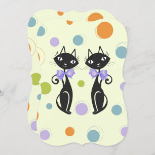 Invitación Gato moderno de mediados del siglo
