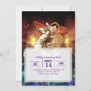 Invitación Gato Napoleón en el espacio