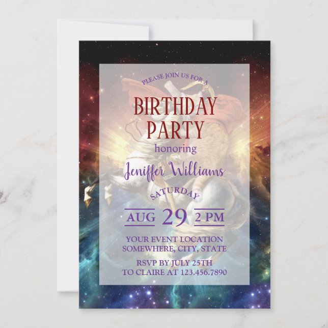 Invitación Gato Napoleón en el espacio (Anverso)