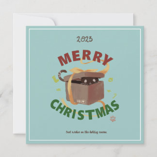 Invitación Gato navidad En Cartón