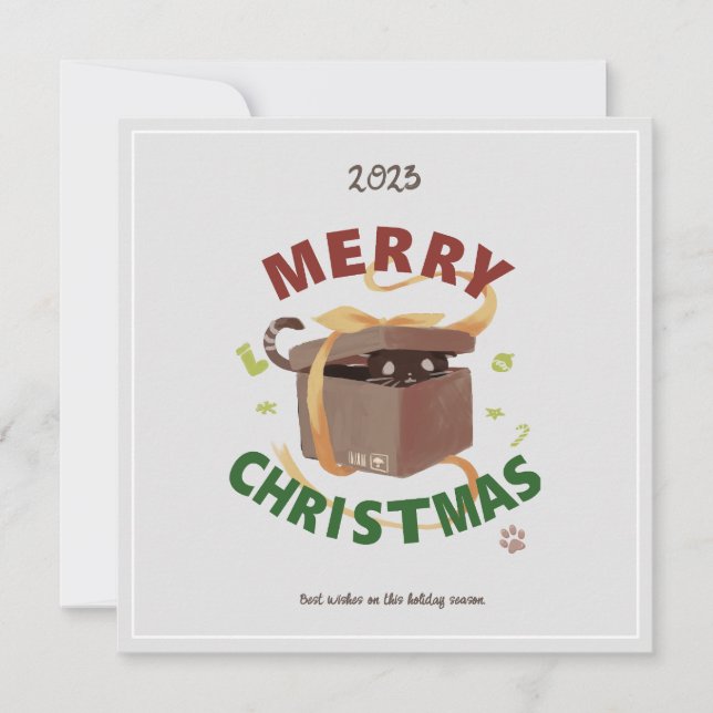 Invitación Gato navidad En Cartón (Anverso)