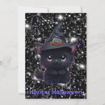 Gato negro chiflado de Halloween