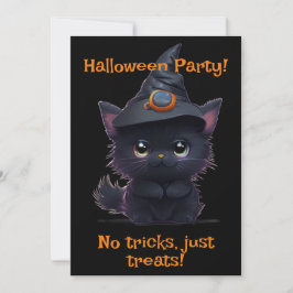 Invitación Gato negro chiflado de Halloween