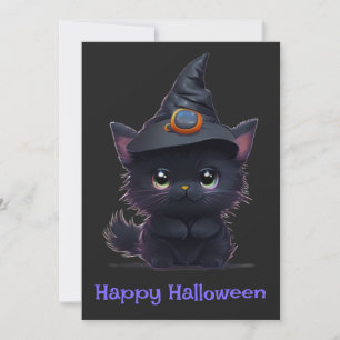 Invitación Gato negro chiflado de Halloween
