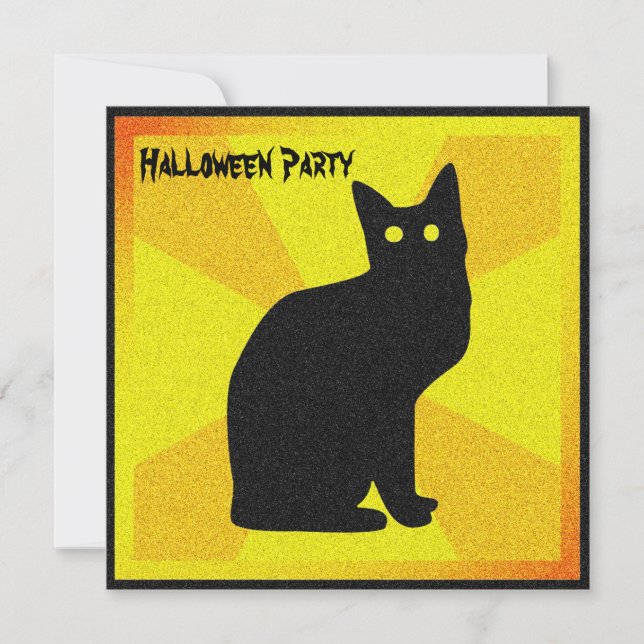 Invitación Gato negro con ojos brillantes - (Anverso)