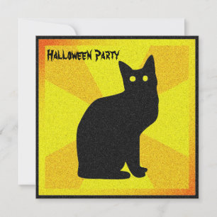 Invitación Gato negro con ojos brillantes -