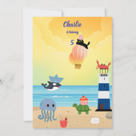 Invitación Gato negro en el cumpleaños de los animales del ma