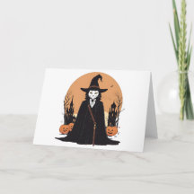 Gato Negro Místico de Salem con Calabazas