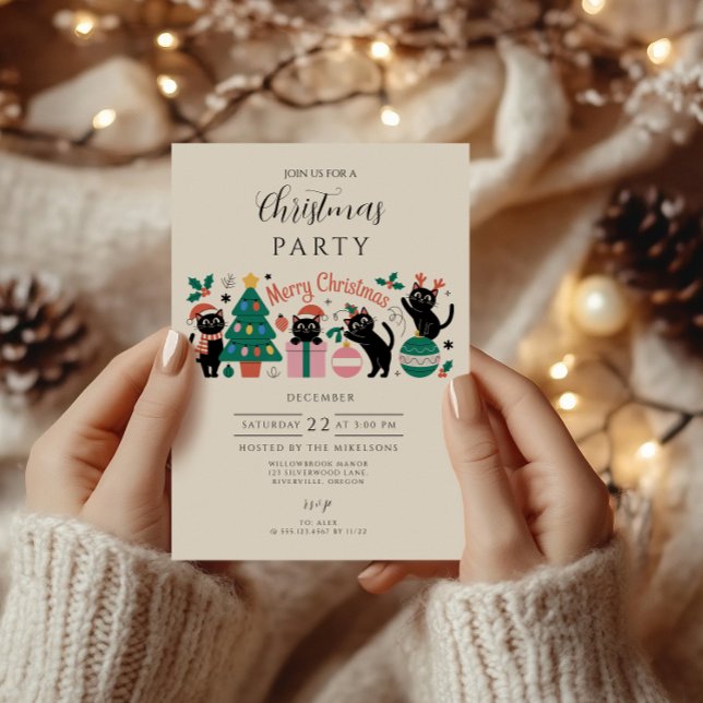 Invitación Gato Negro Navidad (Subido por el creador)