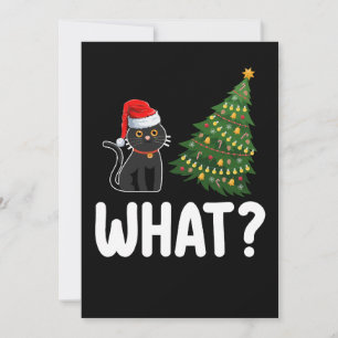 Invitación Gato negro qué hace gracia al árbol de Navidad