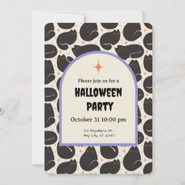 Invitación Gato Negro Retro