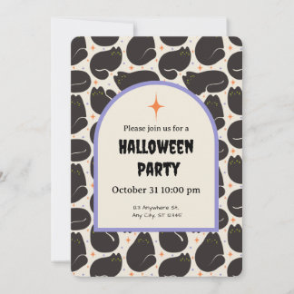 Invitación Gato Negro Retro