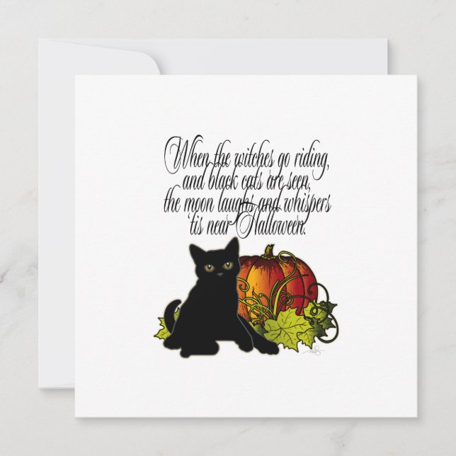 Invitación Gato negro y calabaza (Anverso)
