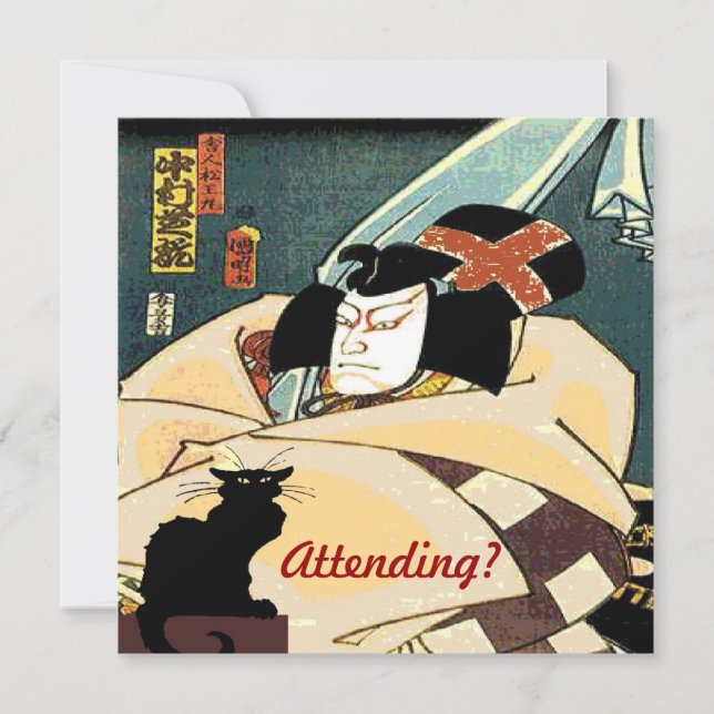 Invitación Gato negro y hombre japonés, ¿asiste? (Anverso)