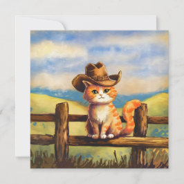Invitación Gato papá pintado con acuarela