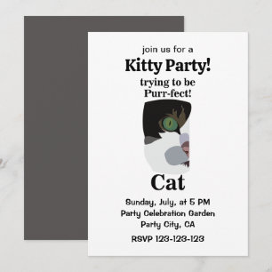 Invitación Gato Perfecto Kitty Fiesta Divertida