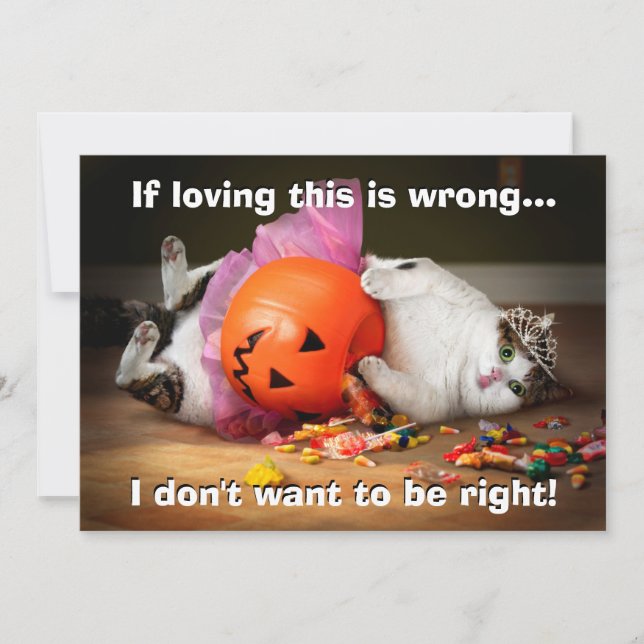 Invitación Gato Princesa Con Cubo de Dulces (Anverso)