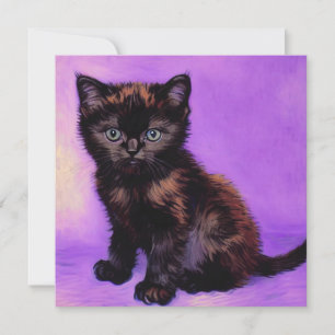 Invitación Gato púrpura al estilo de Van Gogh