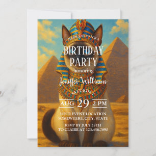 Invitación Gato Real Faraón Egipcio en el Desierto