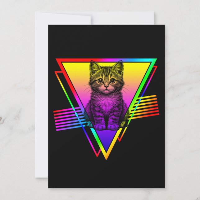 Invitación Gato Retro Adorable (Anverso)