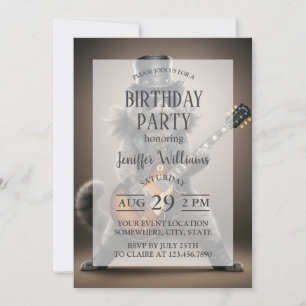 Invitación Gato Rockstar Tocando Guitarra Eléctrica