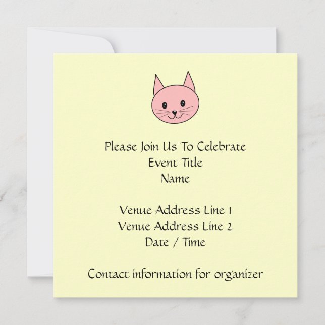 Invitación Gato rosa (Anverso)