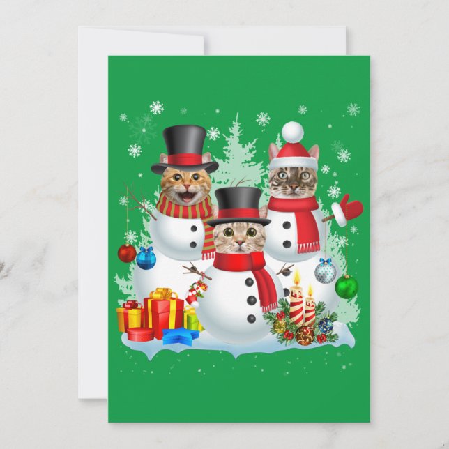 Invitación Gato Snowman Santa Navidades enciende a papá de ma (Anverso)