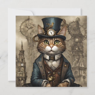Invitación Gato Steampunk