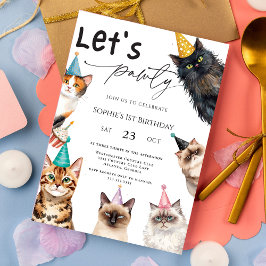 Invitación Gato vamos a hacer gatito lindo primer cumpleaños