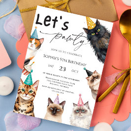 Invitación Gato vamos a pawty Kitten Cute kitty Noveno cumple