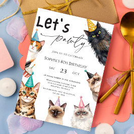 Invitación Gato vamos a pawty Kitten lindo gatito 8º cumpleañ