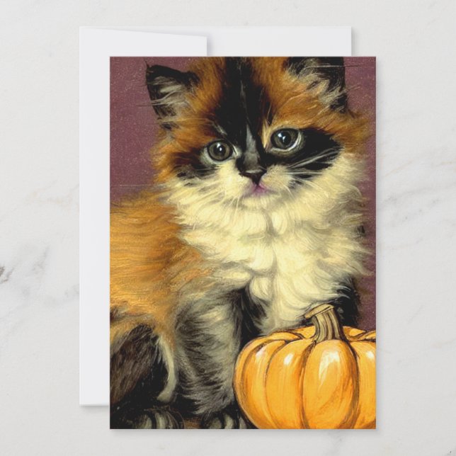 Invitación Gato Vintage Ragdoll Halloween (Anverso)