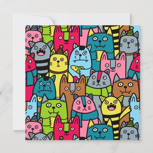 Invitación Gato y gatitos (Anverso)