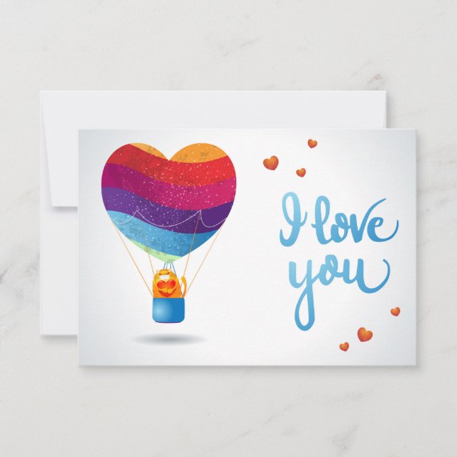 Invitación Gato y globo de amor (Anverso)