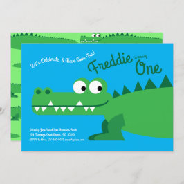 Invitación Gator Alligator Crocodile Kids Primer Fiesta de cu