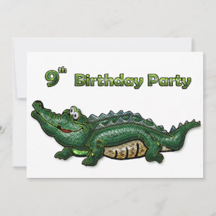 Invitación Gator verde pandilla 9 cumpleaños