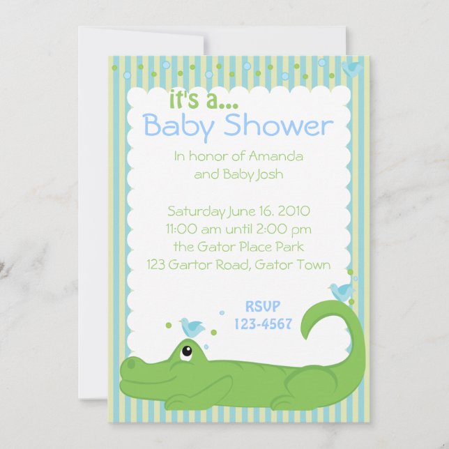 Invitación Gator y Blue Birds (Anverso)