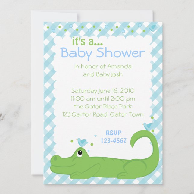 Invitación Gator y Blue Birds (Anverso)