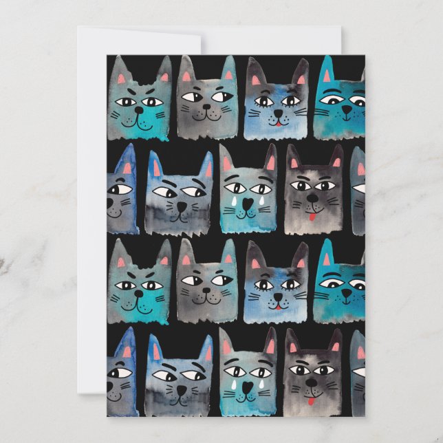 Invitación Gatos azules (Anverso)