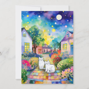 Invitación Gatos blancos visitando 