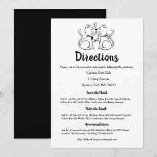Invitación Gatos Boda blanco negro dirección Gato Perro de ga