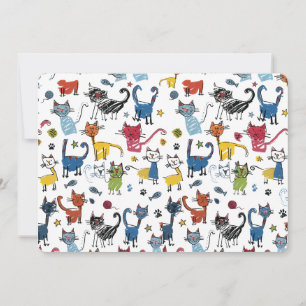 Invitación Gatos Coloridos Vibrantes Kit de Gatito Dibujado a